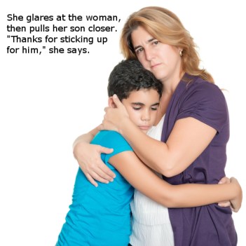 Sad mother hugging her son isolated on a white background