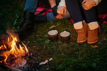 Lovers Around The Campfire At Night