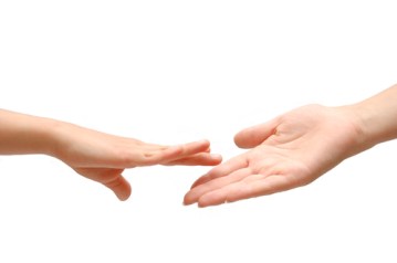 Helping hand on white isolated backgrund