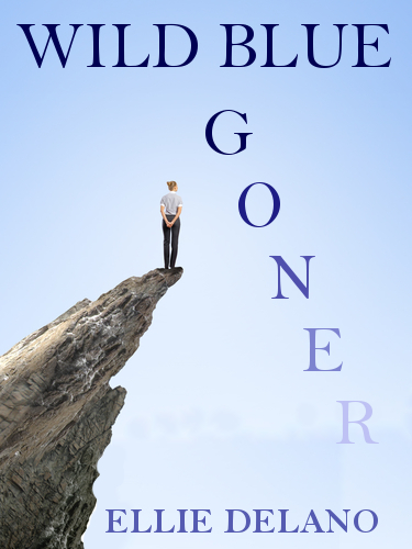 Risky businesswoman standing on edge of rock